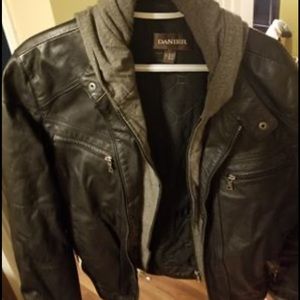 Leather Jacket with removable hood